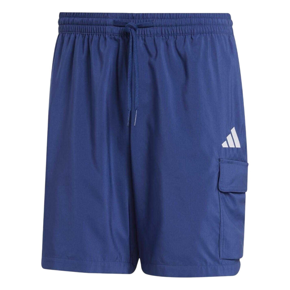 Adidas (S, Dark Blue/White) Mens Essentials Relaxed Fit Cargo Shorts