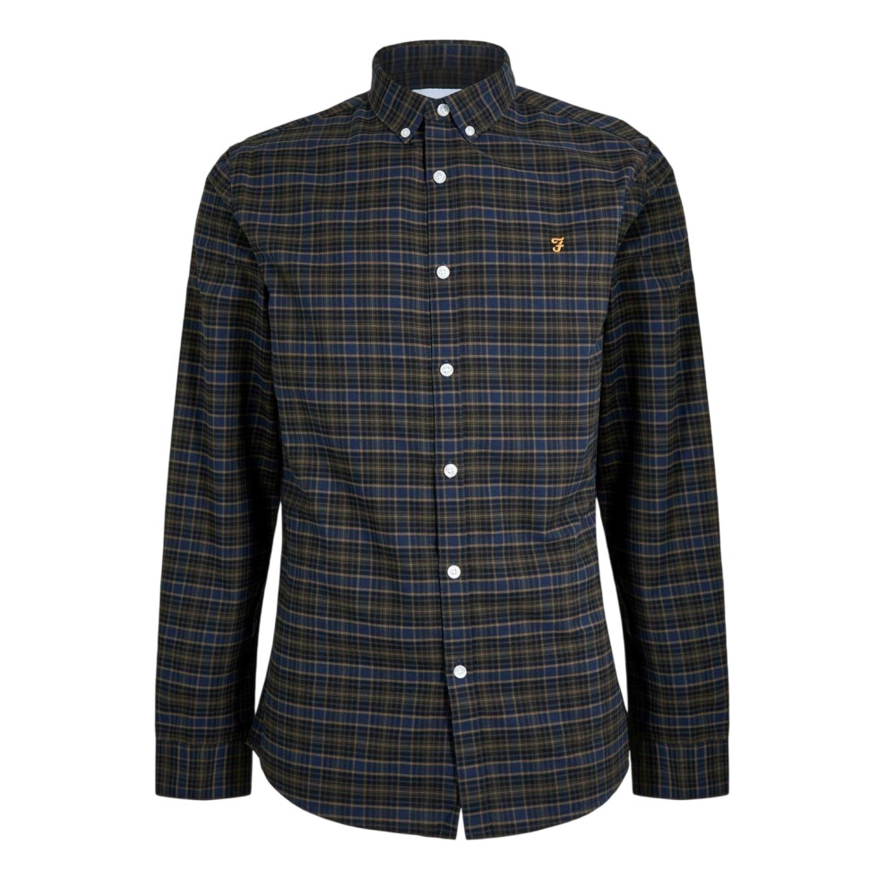 Farah (S, Blackwatch) Mens Fraser Checked Regular Button-Down Shirt