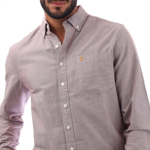 Farah (S, Oxblood) Farah Mens Slim Button-Down Shirt 2
