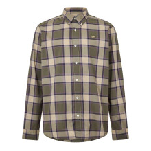 (S, Lemon/Pepper) Timberland Mens Checked Poplin Long-Sleeved Button-Down Shirt