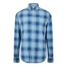 (S, Dark Denim) Timberland Mens Checked Poplin Long-Sleeved Button-Down Shirt