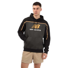 (S, Black) New Balance Mens Contrast Detail Cotton Blend Hoodie