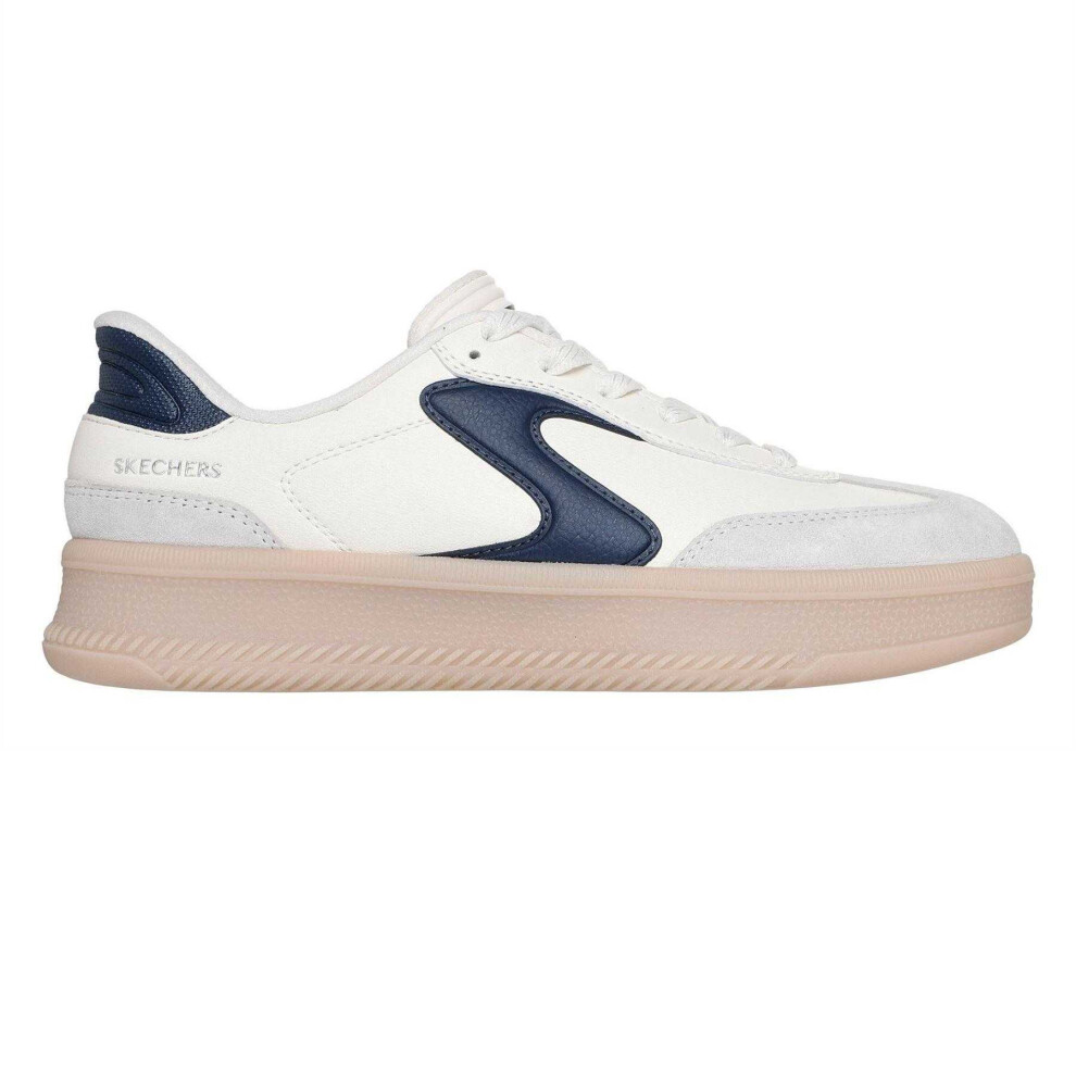 Skechers (5 Uk, White/Navy) Womens/Ladies Hotshot Leather Trainers