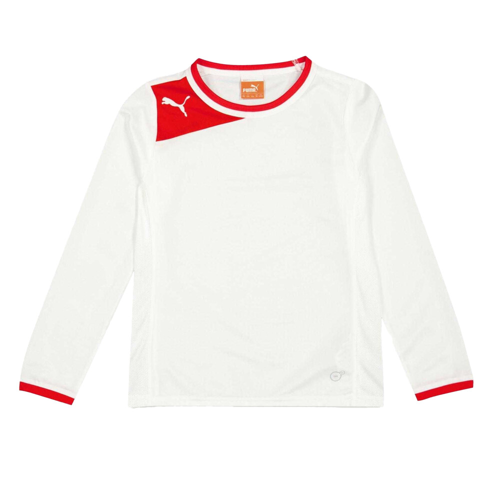 Puma (11-12 Years, White/Red) Childrens/Kids Power Cat Jersey