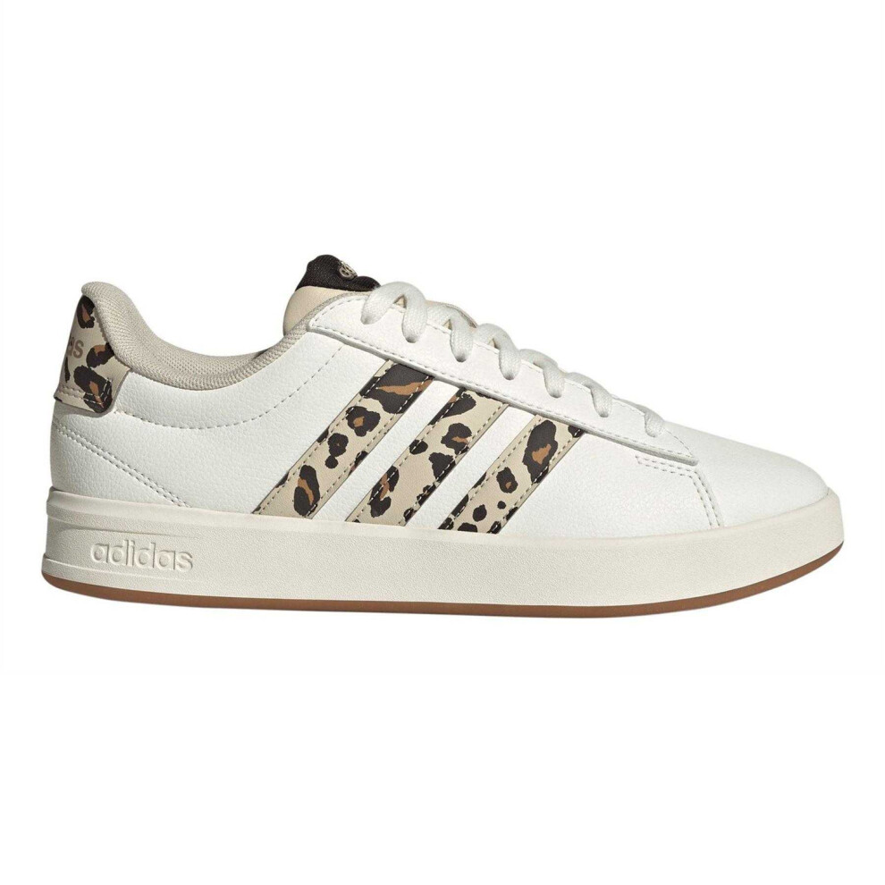 Adidas (4 Uk, White/Leopard) Womens/Ladies Grand Court Platform Trainers