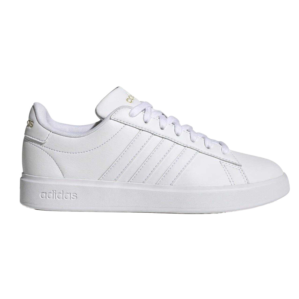 Adidas (4 Uk, White/Gold) Womens/Ladies Grand Court Platform Trainers
