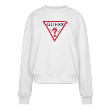 (10 UK, Pure White) Guess Womens/Ladies Icon Crew Neck Relaxed Fit Jumper