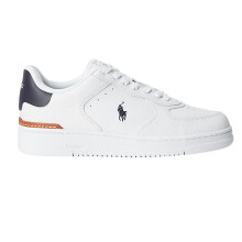 (4 UK, White/Navy) Ralph Lauren Childrens/Kids Masters Leather Flat Trainers