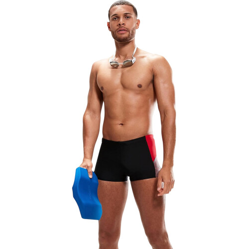 Speedo (XXS, Black/Red) Speedo Mens Dive Split Geometric Swimming Trunks 2
