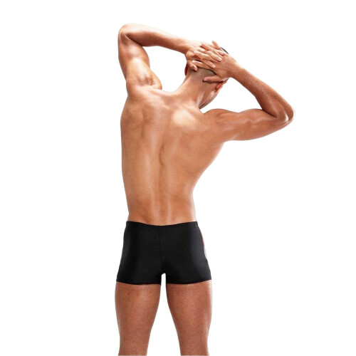 Speedo (XXS, Black/Red) Speedo Mens Dive Split Geometric Swimming Trunks 1