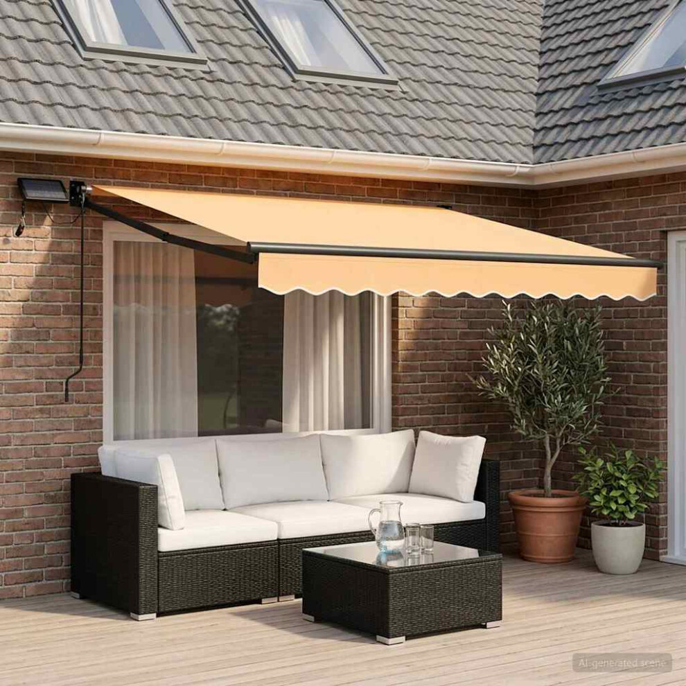 Vidaxl Manual Retractable Awning With Leds Sand