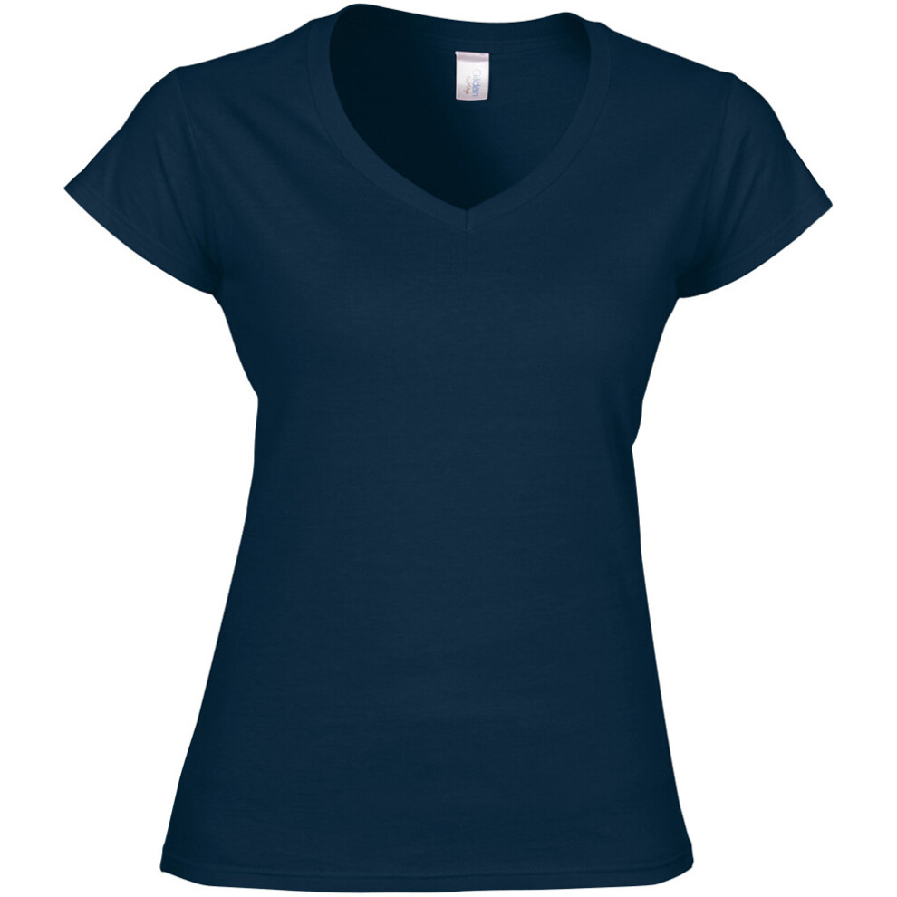 Gildan (L, Navy) Womens/Ladies Soft V Neck T-Shirt