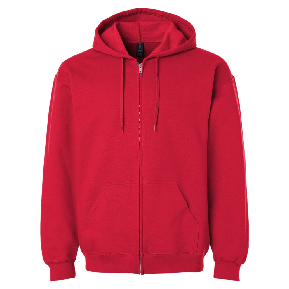 Gildan (4Xl, Red) Mens Softstyle Fleece Midweight Full Zip Hoodie