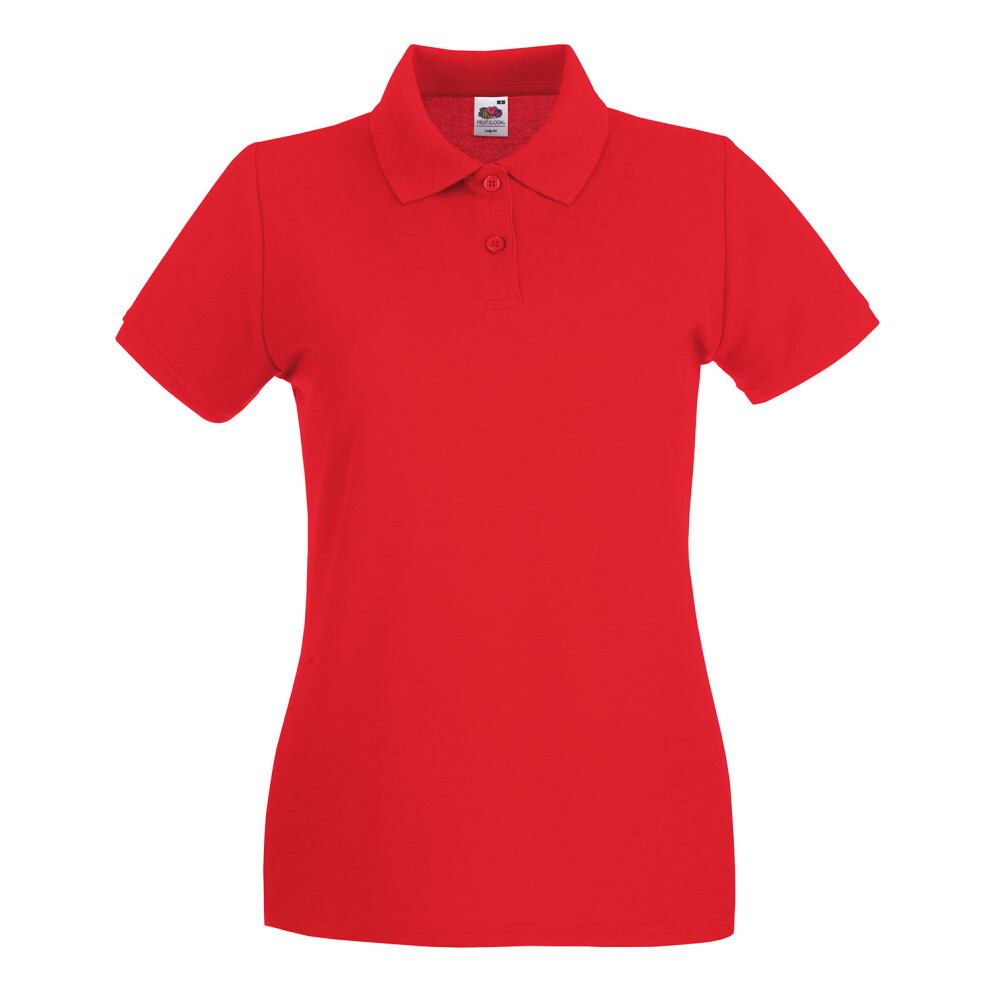 Fruit Of The Loom (8 Uk, Red) Womens/Ladies Premium Cotton Pique Lady Fit Polo Shirt