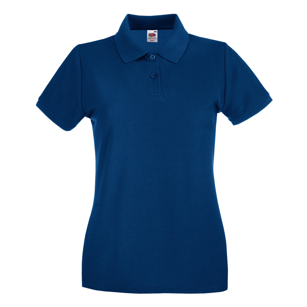Fruit Of The Loom (12 Uk, Navy) Womens/Ladies Premium Cotton Pique Lady Fit Polo Shirt