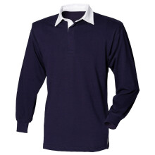 (M, Navy/White) Front Row Long Sleeve Classic Rugby Polo Shirt