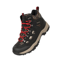 (6 UK, Black) Mountain Warehouse Womens/Ladies Adventurer Leopard Print Faux Suede Waterproof Walking Boots