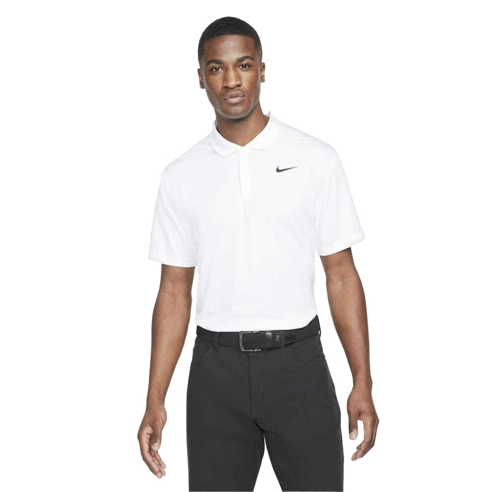 Nike (S, White/Black) Mens Victory Dri-Fit Golf Polo Shirt