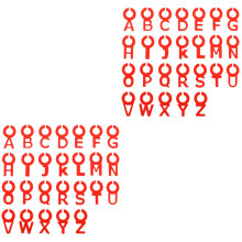 52Pièces Étiquettes Silicone Rouge Alphabet Pour Reconnaissance Verres