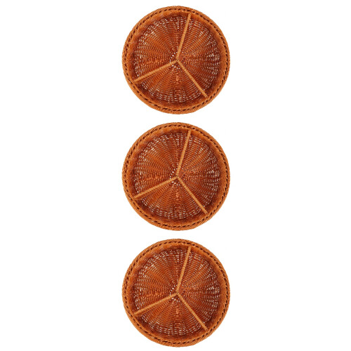 3Pièces Corbeille Tressée Multi-Compartiments Pour Fruits Snacks