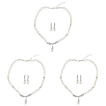 3Ensembles Colier Et Boucles Perles Argent Style Élégant Pour