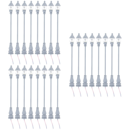 24Pièces Mini Lampadaires Gris Décor Miniature Jardin
