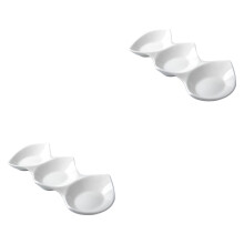 2Pièces Bols À Sauce Céramique 3 Compartiments Pour Condiments