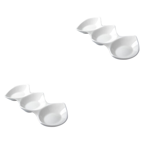 2Pièces Bols À Sauce Céramique 3 Compartiments Pour Condiments