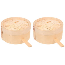 2Pièces Cuiseur Bambou Réutilisable Esthétique Sûr