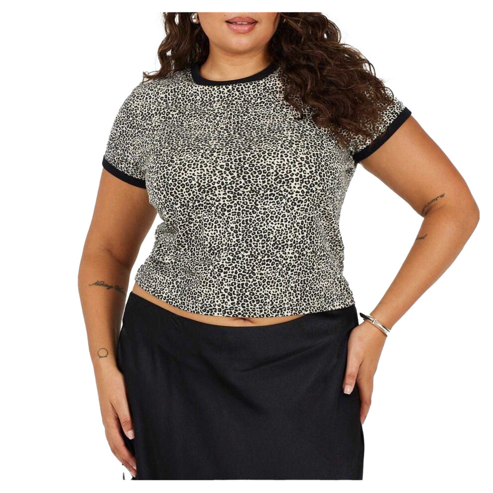 Brave Soul (Xl, Leopard/Black) Womens/Ladies Leopard Print Cropped Plus T-Shirt