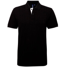 (XL, Black/ White) Asquith & Fox Mens Classic Fit Contrast Polo Shirt