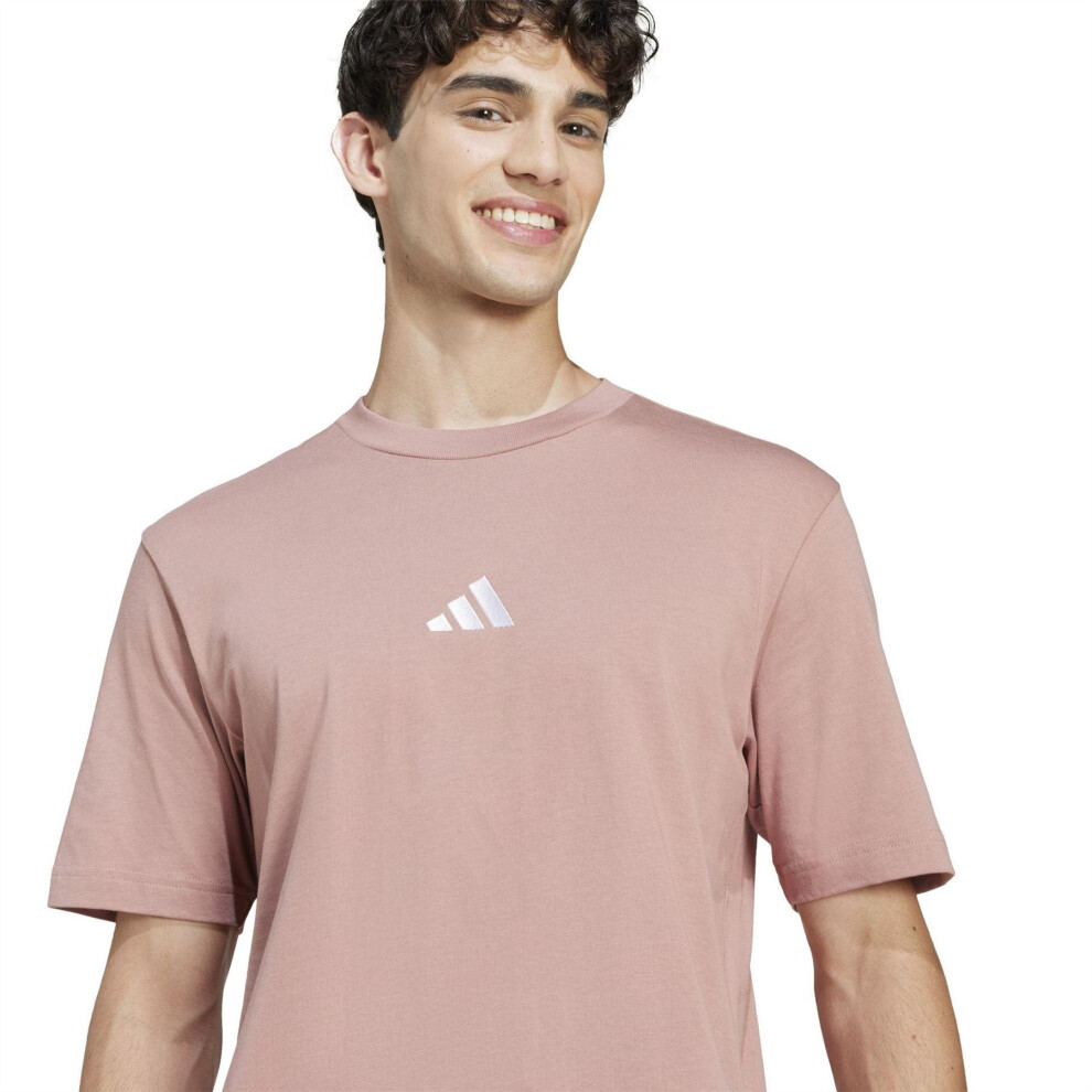 Adidas (S, Warm Clay) Mens Essentials Logo Single Jersey T-Shirt