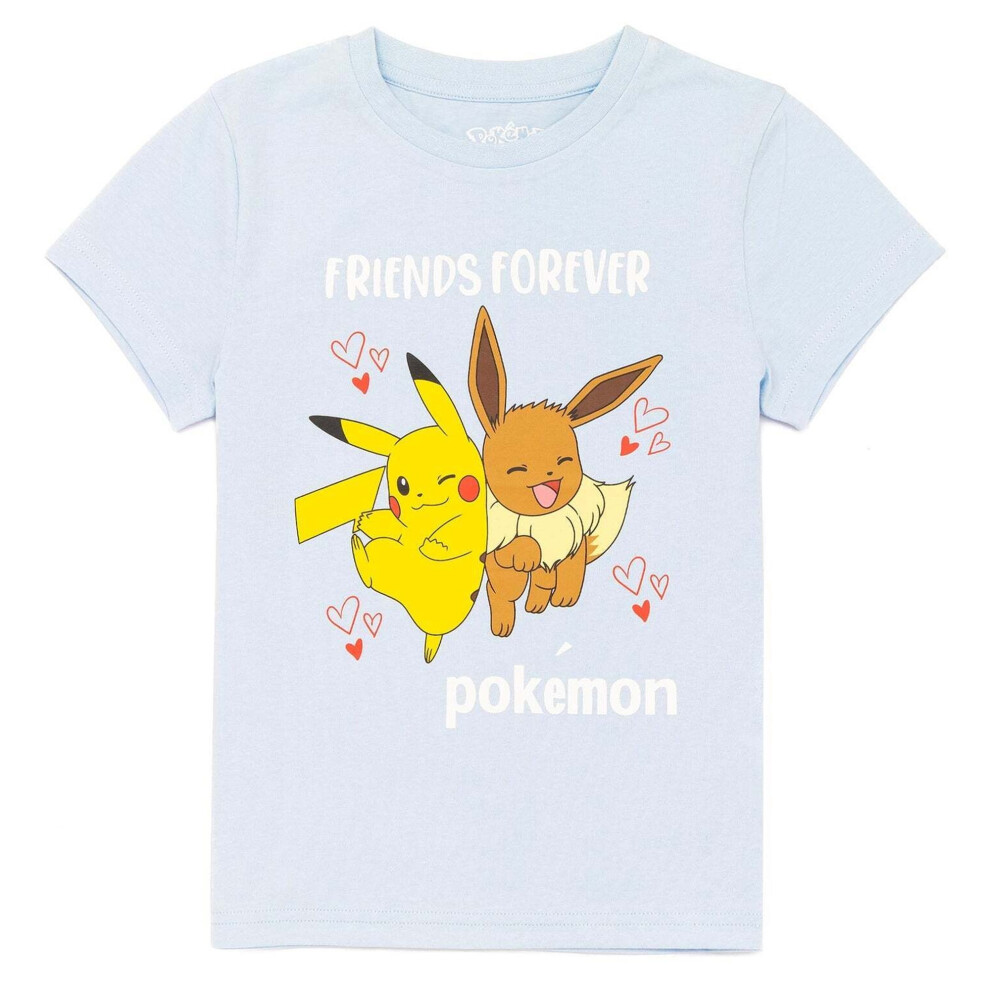 Pokémon (4-5 Years, Blue/Yellow/Orange) Pokemon Girls Eevee Pikachu T-Shirt