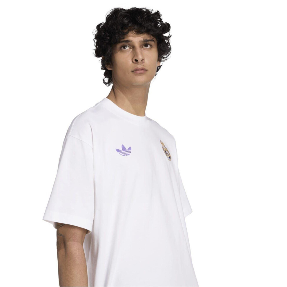 Adidas (L, White) Mens Originals Real Madrid Cf T-Shirt