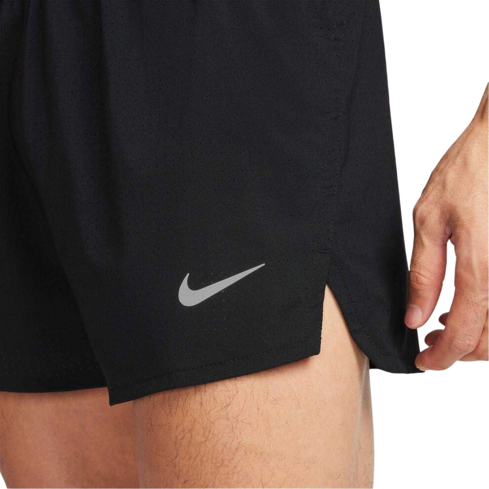 Nike (L, Black/Silver) Mens Running Shorts