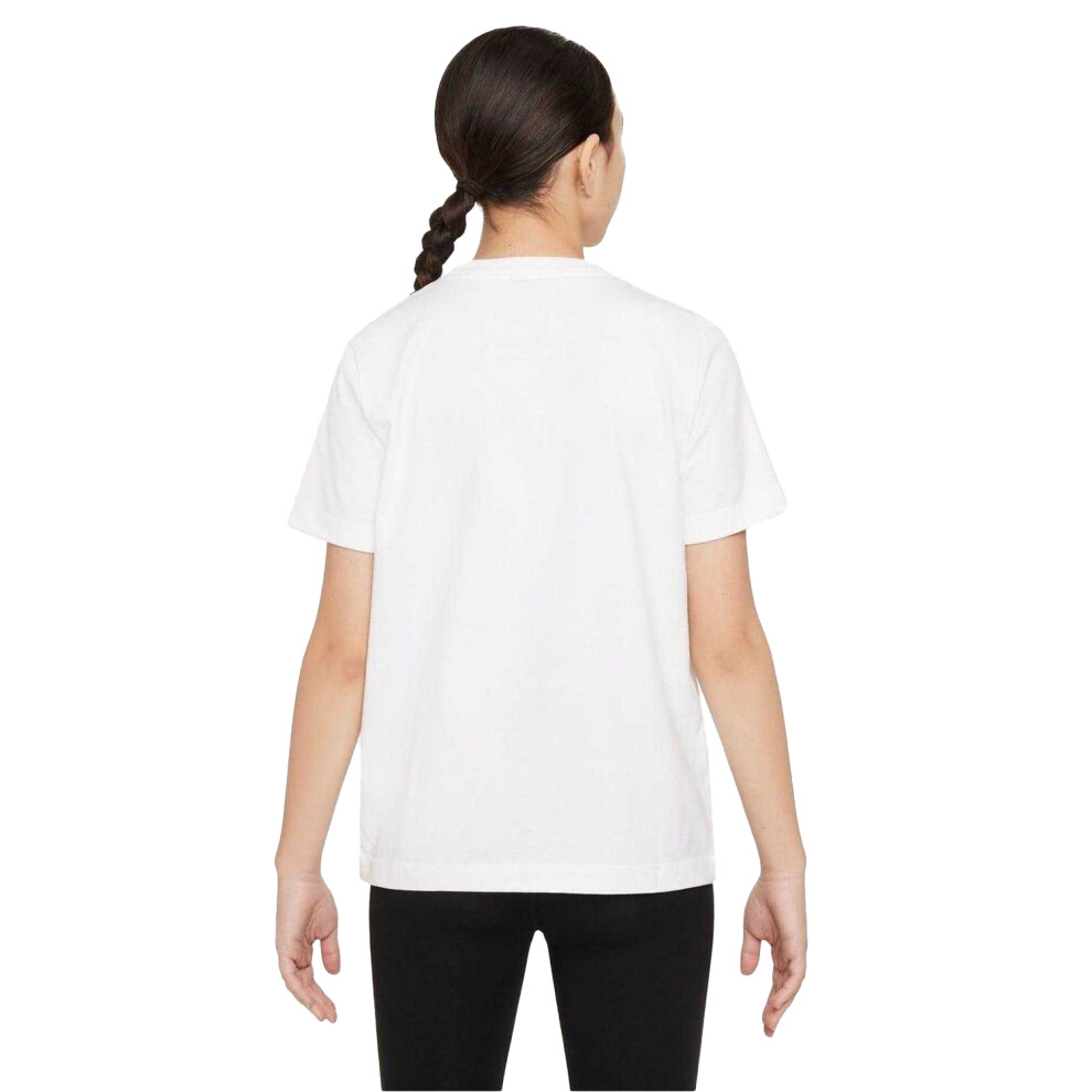 Nike (11-12 Years, White/Black/Red) Childrens/Kids Sportswear Logo Cotton T-Shirt