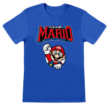 (S, Blue/Red) Super Mario Unisex Adult Mario T-Shirt