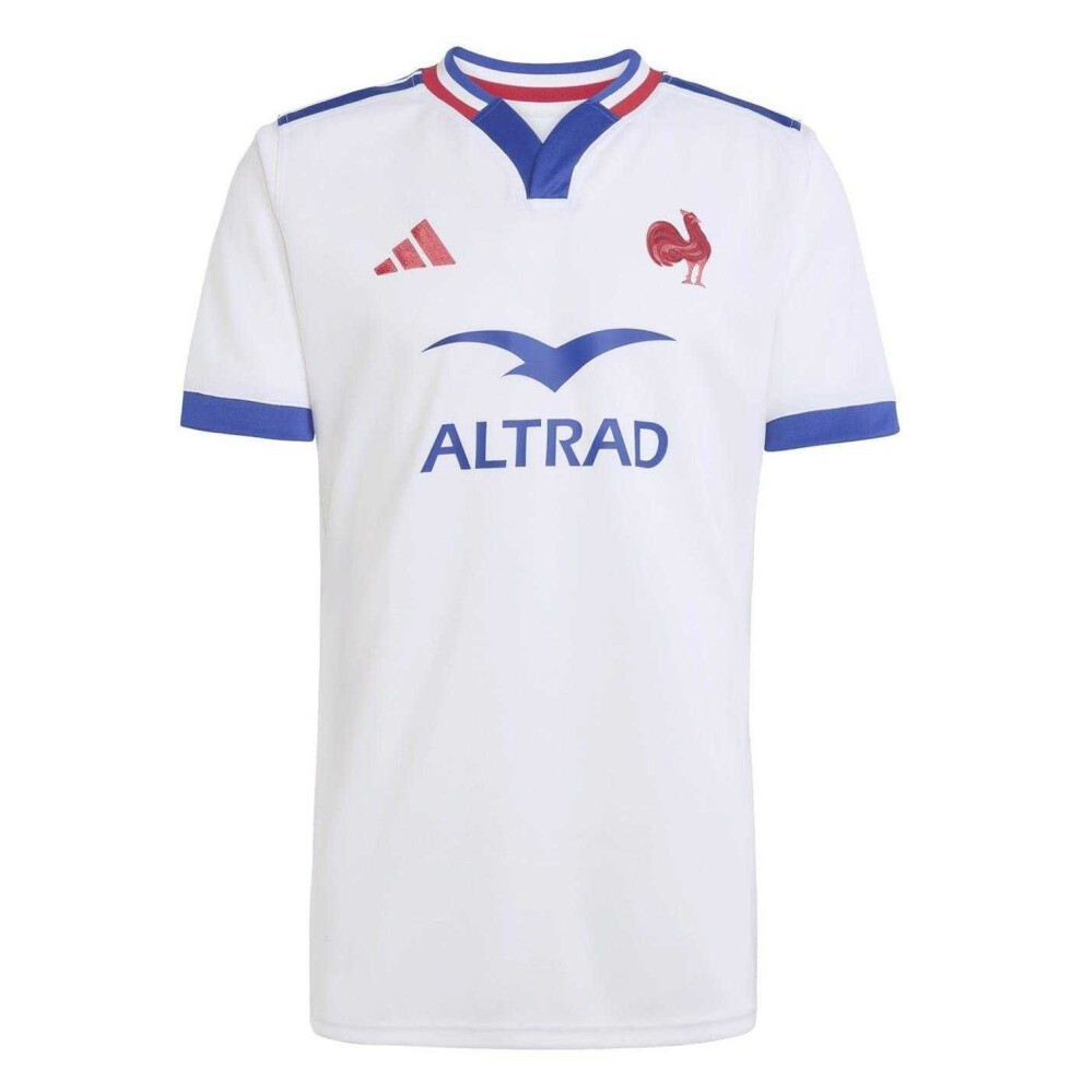 Adidas (M, White) Unisex Adult France Rugby Jersey
