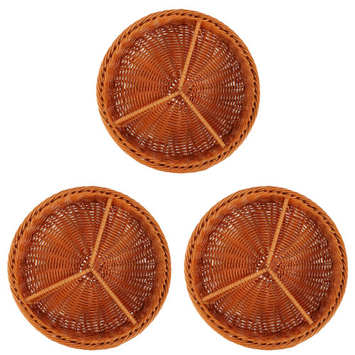 3Pièces Corbeille Tressée Multi-Compartiments Pour Fruits Snacks 1