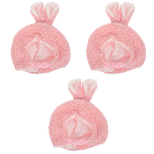 3Pièces Petits Chapeaux Peluche Rose Doux Pour Décoration 2