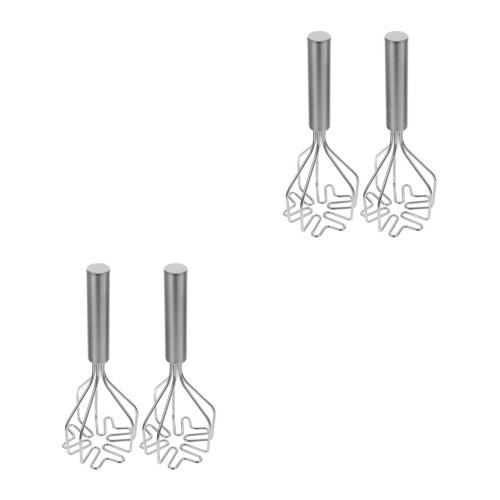 4Pièces Écrase- Ergonomique Argent En Acier Pour Cuisine 2