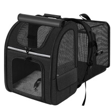 Cat Carrier Backpack - Expandable, Breathable Mesh with Shade Cover for Travel Black