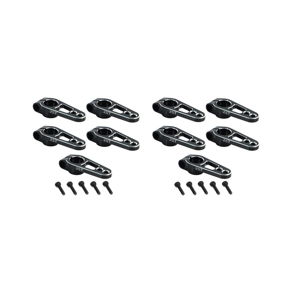 10Pcs Aluminum Alloy 31Mm 25T Steering Servo Arm Horn For Futaba Sakura D4 1/10 Rc Drift Car Crawler Parts, Black 4714247021372