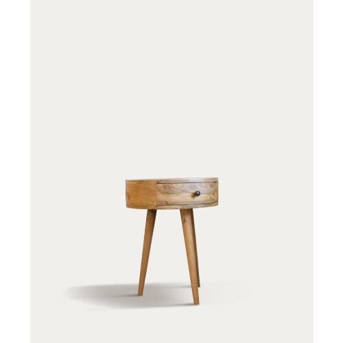 Half Moon Natural Wood Bedside Table with 1 Drawer 2