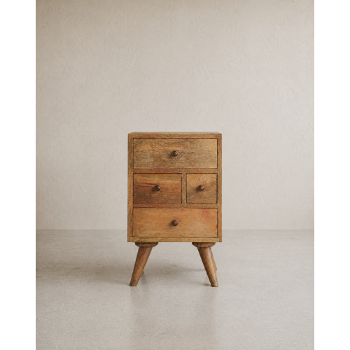 Modern Rustic Wooden Bedside Table with 4 Drawers 2