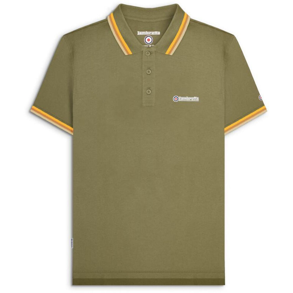 Lambretta (Xl, Khaki) Mens Target Triple Tipped Retro Polo Shirt