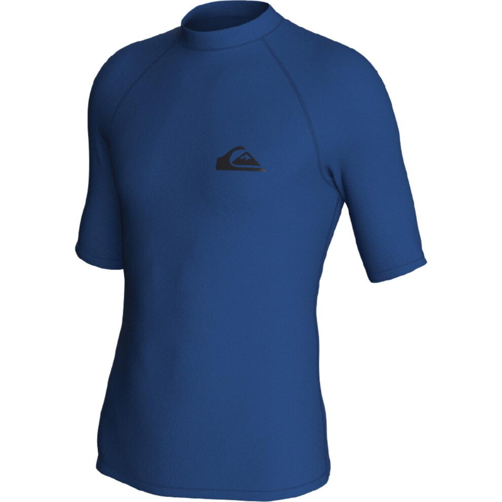 Quiksilver (Xl, Monaco Blue) Mens Everyday Short Sleeve Uv Protect Surf Surfing Rash Guard Vest