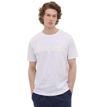 (L, White/White) Bench Mens Worsley Casual Crew Neck Cotton Rubberised Logo T-Shirt Top Tee
