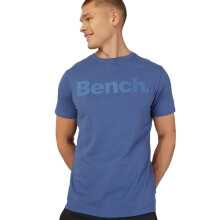 (S, Mid Blue) Bench Mens Worsley Casual Crew Neck Cotton Rubberised Logo T-Shirt Top Tee