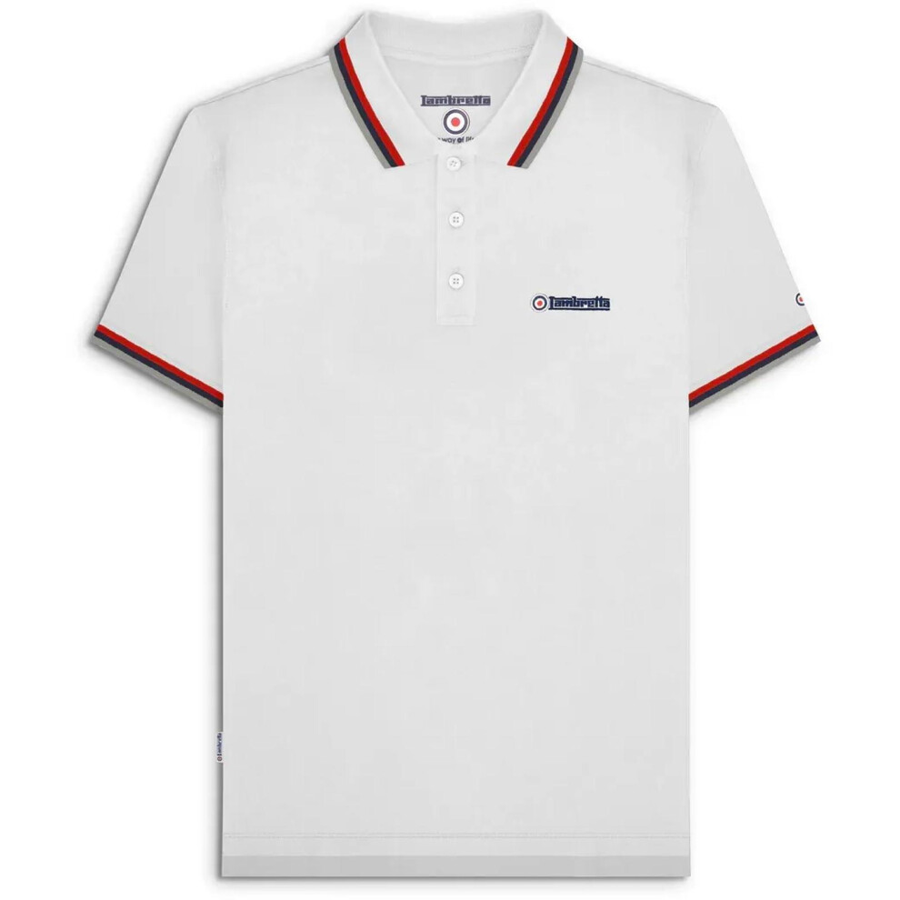 Lambretta (S, White) Mens Target Triple Tipped Retro Polo Shirt